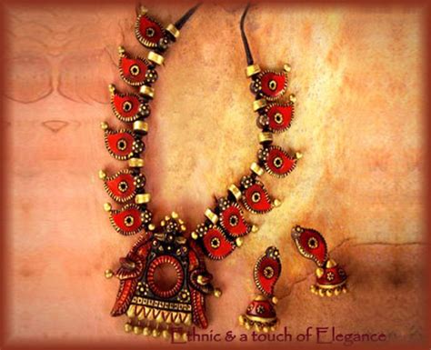 Handmade Terracotta Necklace And Earrings Jewelry Terracota Jewellery