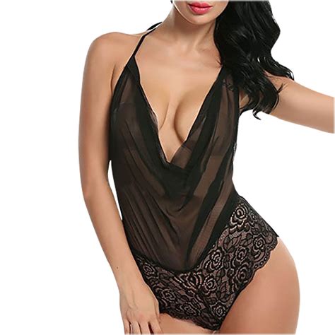 Taqqpue Women S Plus Size Lingerie Sexy Lace One Piece Underwear Sexy V Neck Strapless Sexy