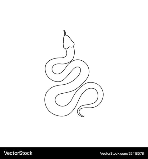 Single continuous line drawing venomous snake Vector Image
