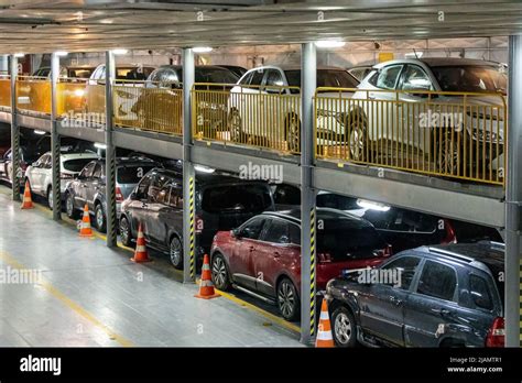 Passenger Car Ferry Car Deck Vehicles Inside The Ferryboat Stock Photo