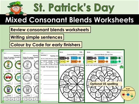 St Patricks Day Consonant Blends Phonics Worksheets Teaching Resources