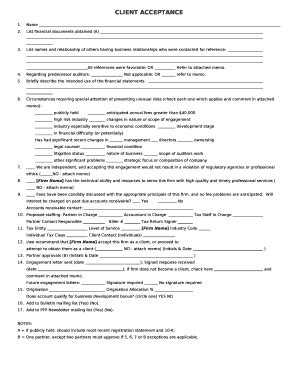 Client Acceptance Doc Template Pdffiller