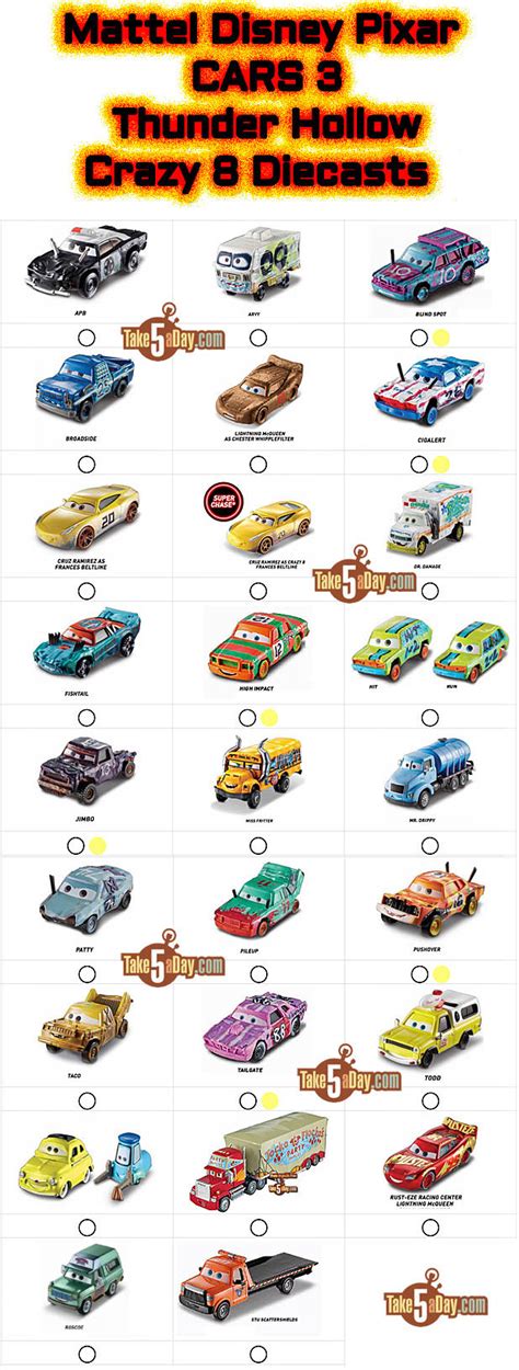 Mattel Disney Pixar Cars 3 Thunder Hollow Crazy 8 Derby Diecasts