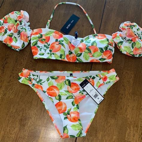 BCBG Paris Swim Nwt Bcbg Paris Peach Puff Sleeve Bikini Set Poshmark