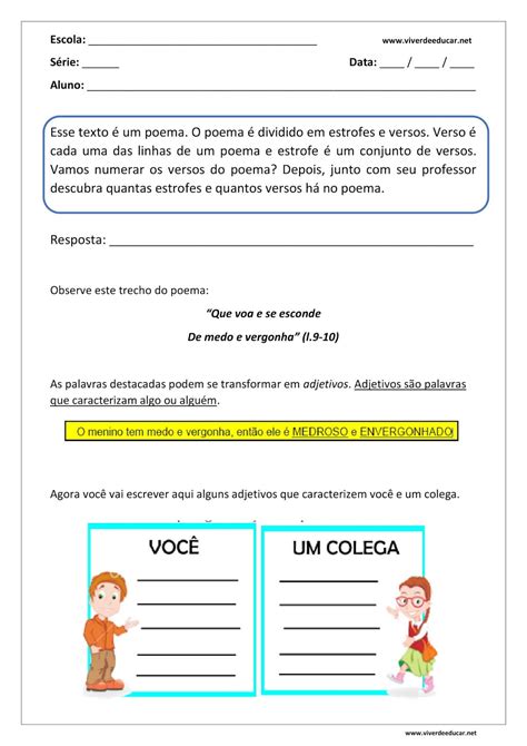 Atividade Sobre Poesia 4 Ano - ZULEDU