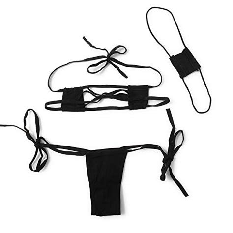 Women Sexy Lingerie Set Anime Micro Bikini Cute Cosplay Girl Kawaii Black Bra And Panty With Red