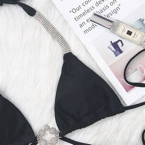 Summer Swimsuits Fashion Sexy Luxury Rhinestone Bikini Pleated Solid Color Women Swimwear