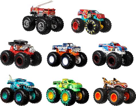 Amazon.com: Hot Wheels Monster Trucks Live 8-Pack, Set of 8, 1:64 Scale ...