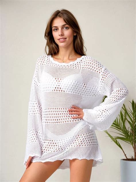 Solid Round Neck Cover Up Dressin