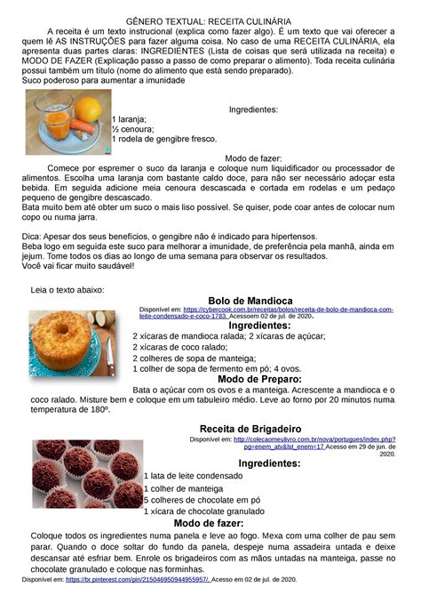 Genero Textual Receita Culinária - Genero Textual Receita Culinaria - FDPLEARN