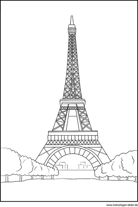 Easy How To Draw The Eiffel Tower Tutorial And Eiffel Tower Coloring