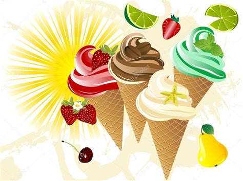 Ice Cream With Fruit Stock Vector Image By ©sarininka 46083191