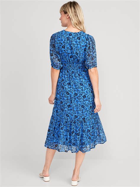 Waist Defined V Neck Midi Dress Old Navy