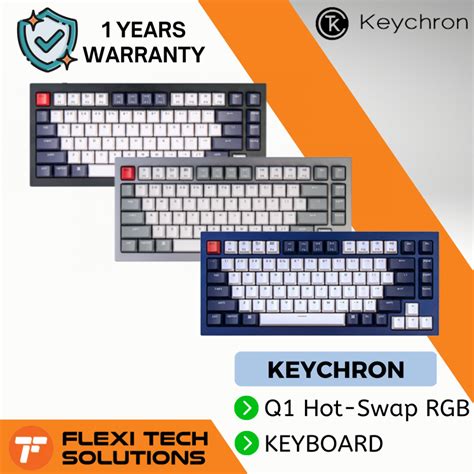 Flexi Tech Keychron Q Hot Swap Rgb Fully Assembled Black Blue Grey Layout Mechanical