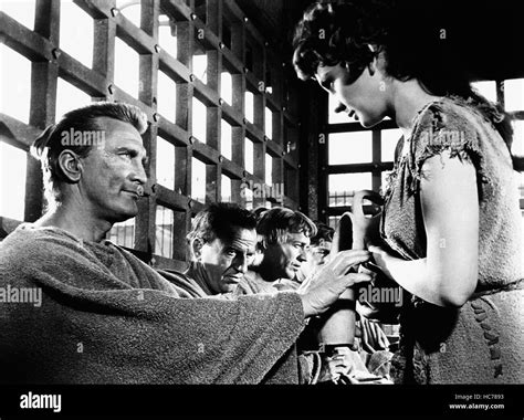 SPARTACUS Front From Left Kirk Douglas Jean Simmons 1960 Stock