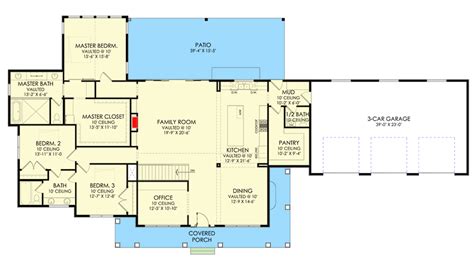 Modern Farmhouse Rambler House Plan Under 2800 Square Feet With Vaulted