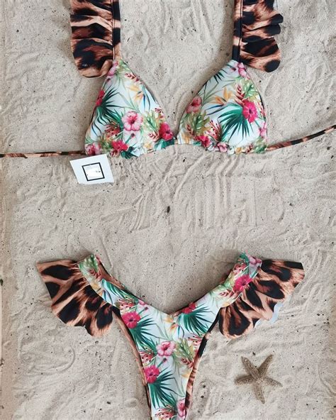 Custom Made Women Beachwear Swimwear Summer Swimsuit Piece Printed Straps Ruffle Bikini
