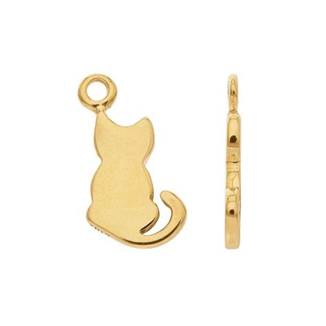 14k Yellow Gold Cat Charm Riogrande
