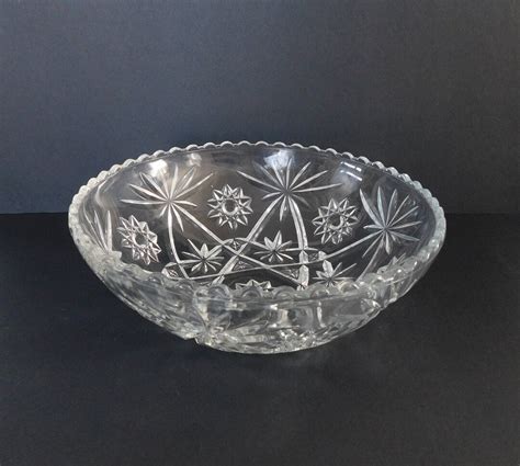 Vintage Anchor Hocking Early American Prescut Glass Serving Bowl Star