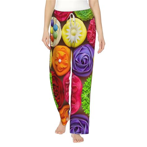 Bingfone Pajamas For Women,Brightly Colored Cupcakes Pajama Pants With