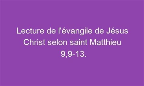 Lecture De L Vangile De J Sus Christ Selon Saint Matthieu