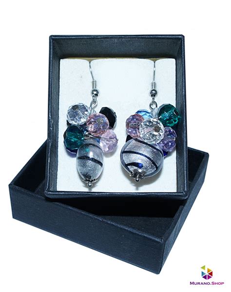 Купить Серьги виноградные грозди Муранское стекло