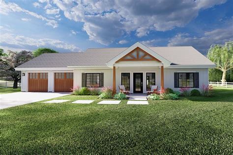 Attractive Ranch Home Plan with 1232 Sq Ft, 2 Beds, 2 Baths and a 2 Car ...