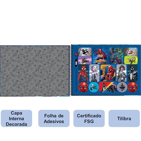 Caderno De Desenho Spider Man Homem Aranha Capa Dura 2023 80fls Capa 2