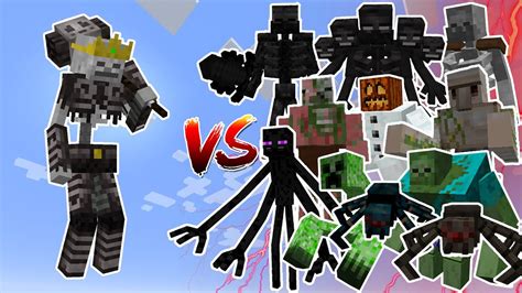 Skeleton King Vs Every Mutant Monster Mob Battles In Minecraft Youtube