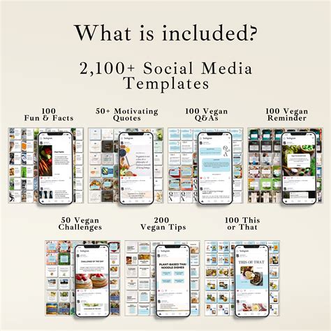 Vegan Social Media Bundle Templates, Vegan Templates, Vegan Instagram