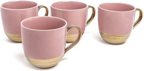 Yedi YCC721 24 Oz Embossed Collection Porcelain Mugs Ceramic Pink