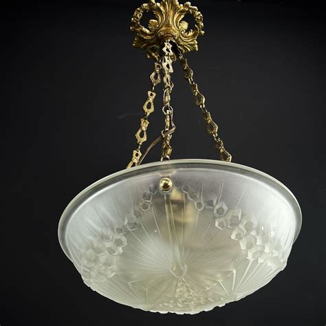 Art Deco Ceiling Lamp in Bronze Glass from Muller Frères 1930s for