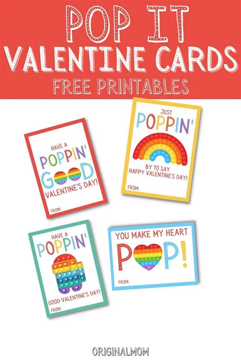Pop It Valentine Cards Free Printable