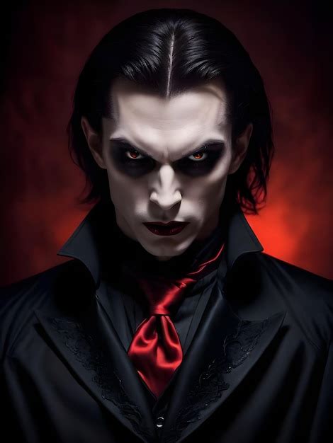 Premium Ai Image Closeup Portrait Of A Scary Vampire In A Dark Room