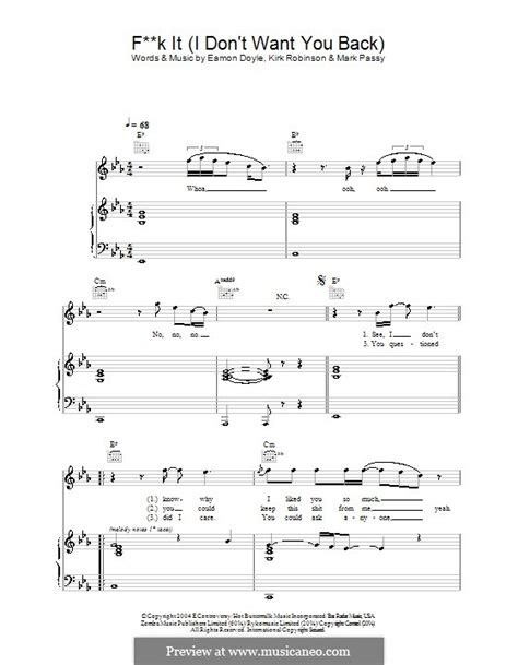 Fuck It I Don T Want You Back By E Doyle K Robinson M Passy On Musicaneo