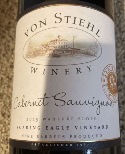 2019 Von Stiehl Cabernet Sauvignon Soaring Eagle Vineyard Wahluke Slope