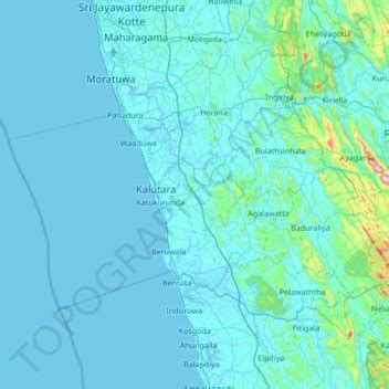 kalutara district topographic map elevation terrain