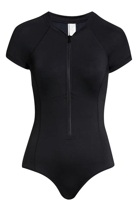 Sea Level Short Sleeve Multifit Front Zip One-Piece Swimsuit | Nordstrom