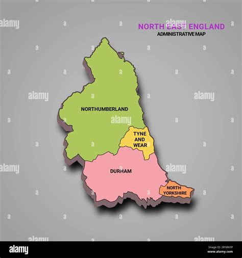 D Rendering High Quality Outline Map Of North East England Is A Region