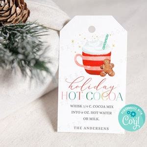 Printable Holiday Hot Cocoa Gift Tag Editable Holiday Hot Etsy