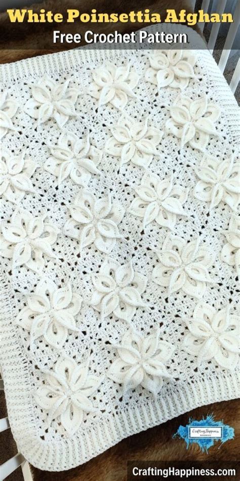 White Poinsettia Blanket Crafting Happiness Crochet Bedspread