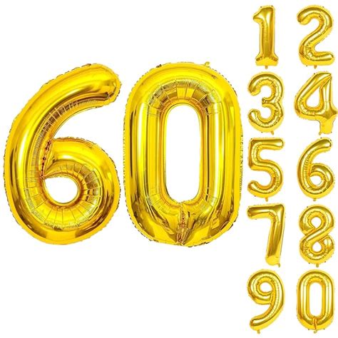 Number 60 Foil Balloon – 32 Inch gold Foil Balloon for Birthday ...