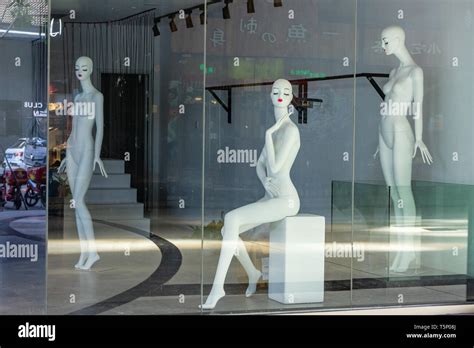 Eerie Photo Of Nude Mannequins In Empty Or Liquidated Store In China Stock Photo Alamy