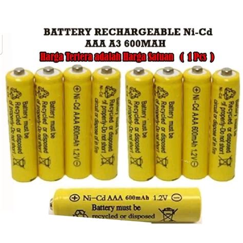 Jual Battery Rechargeable AAA Baterai Cas A3 AAA Charge 1 2v Recharge