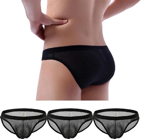 Dimgut Men S Sexy Underwear Briefs Mesh Lingerie Mens Fishnet Pouch Bikini Underpants Panties At