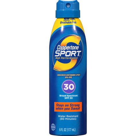 Bayer Coppertone Sport Sunscreen Continuous Spray UVA UVB Broad