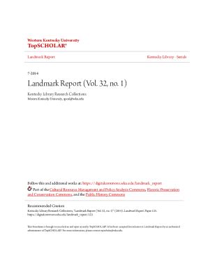 Fillable Online Digitalcommons Wku Landmark Report Vol 32 No 1 Fax