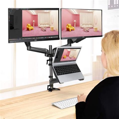 Dual Monitor Stand Laptop Tray - screengeniuspro.com