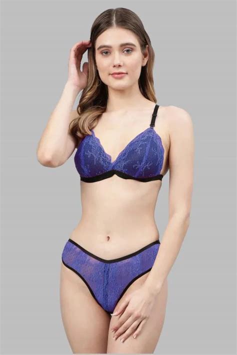 Buy In Curve Women S Blue Net Bra Panty Set For Lingerie Set Undergarments Nightwear Hot Seexy