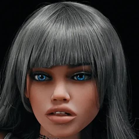 Jane Irontech Black Beauty TPE Sex Doll Head With Silver Hair HXDOLL